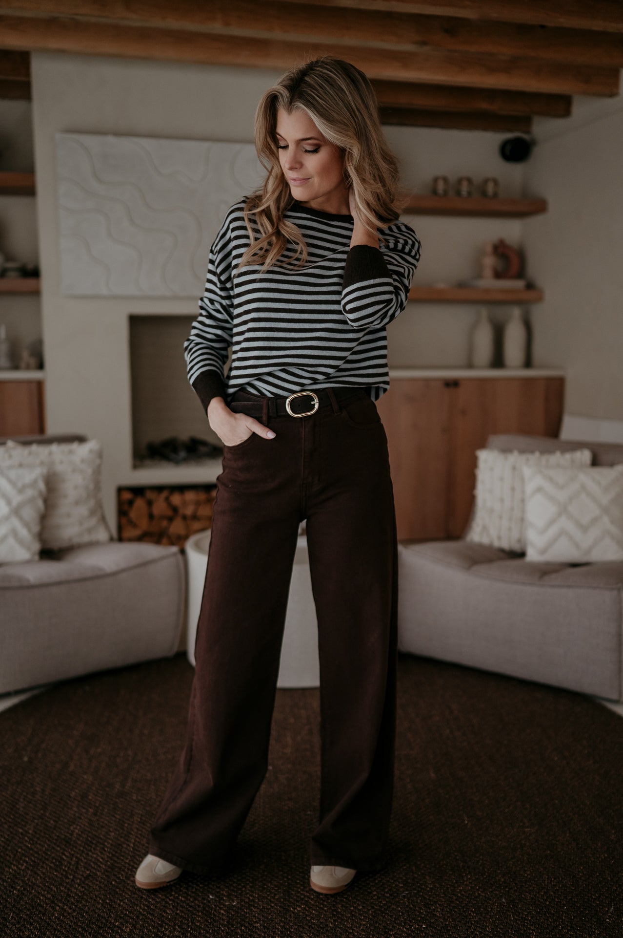 Poleri knit I Brown & Blue