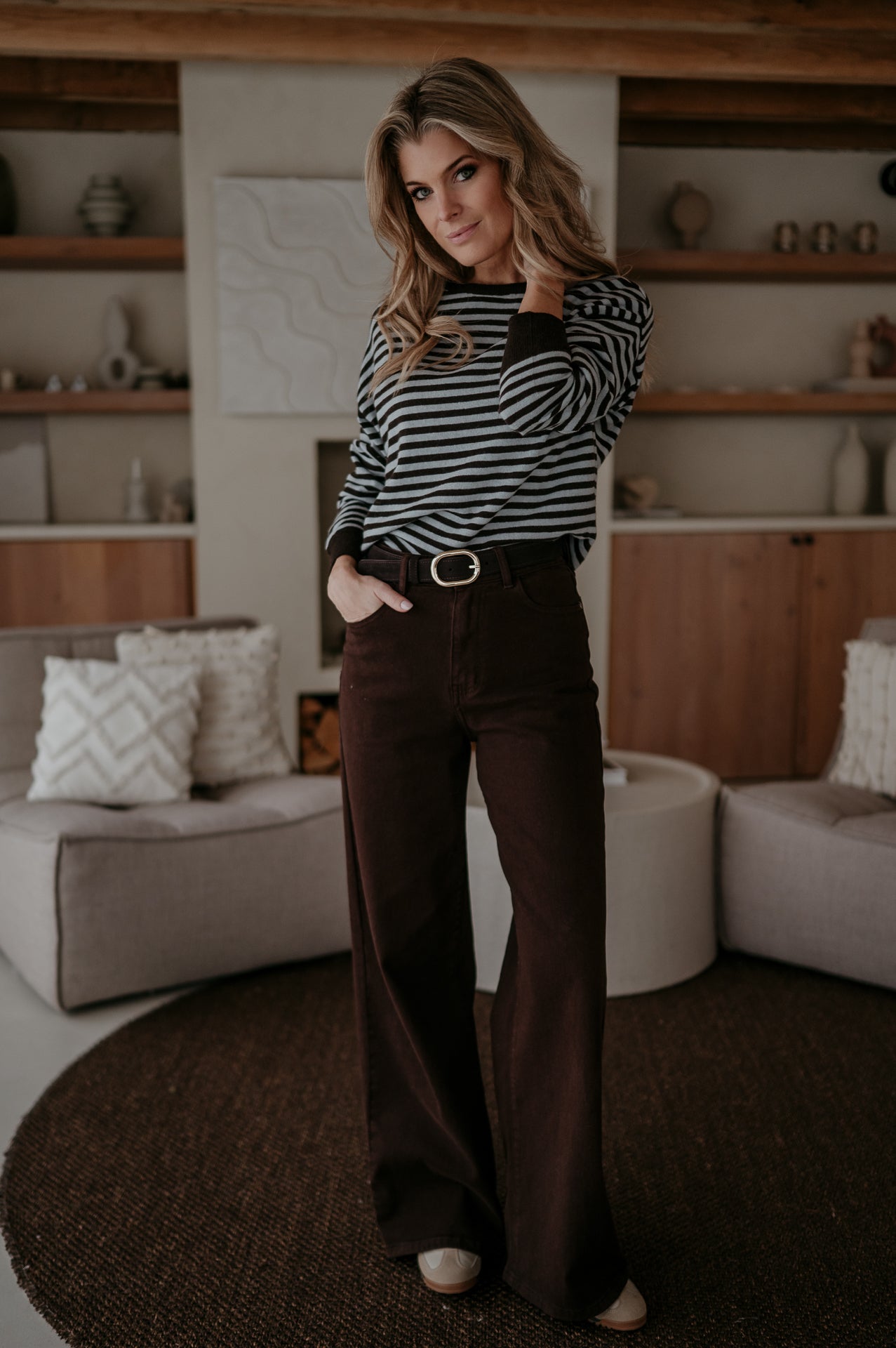 Poleri knit I Brown & Blue