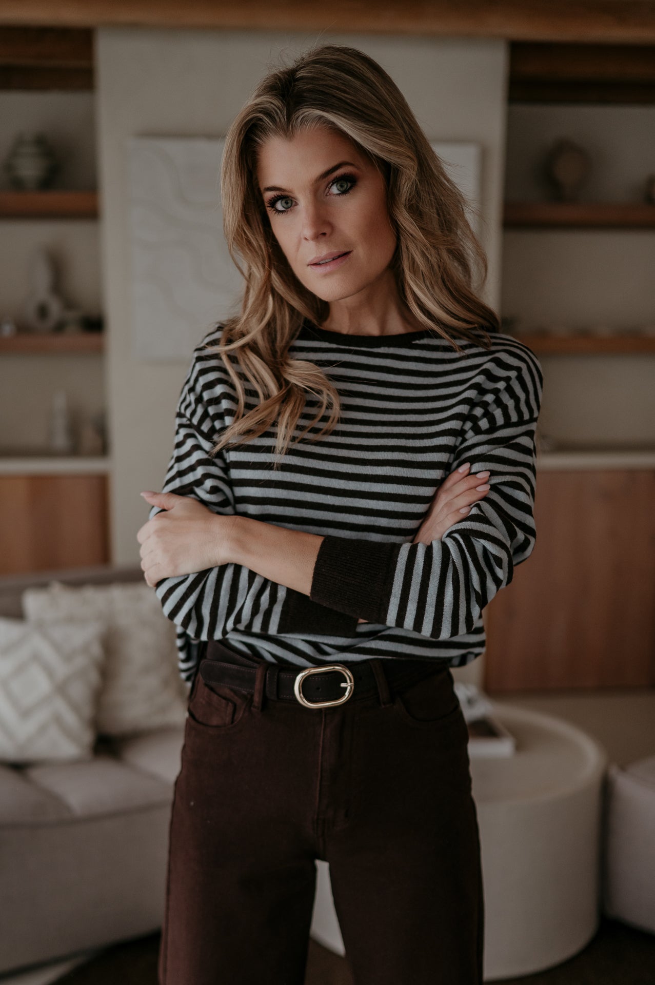 Poleri knit I Brown & Blue