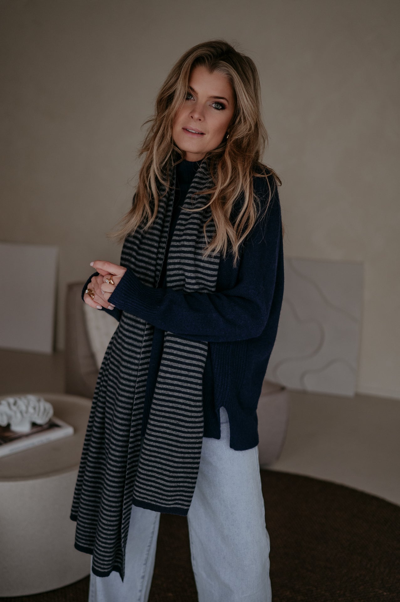 Nedio scarf I Navy & Grey