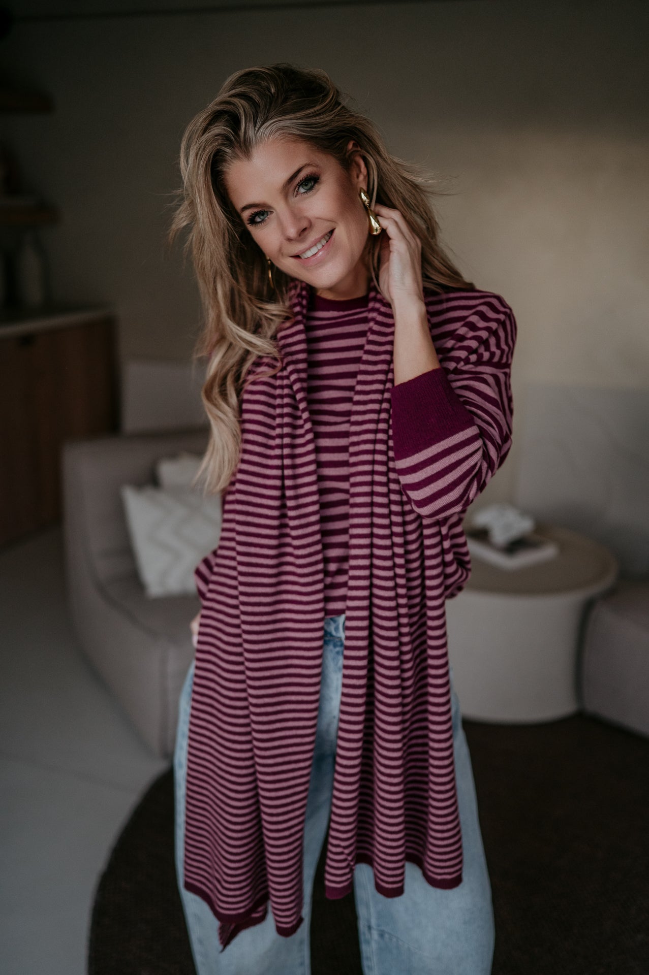 Nedio scarf I Burgundy & Rose