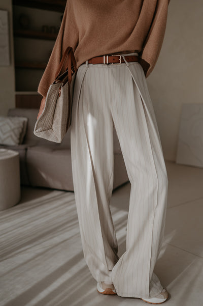 Mostri trousers I Striped Beige
