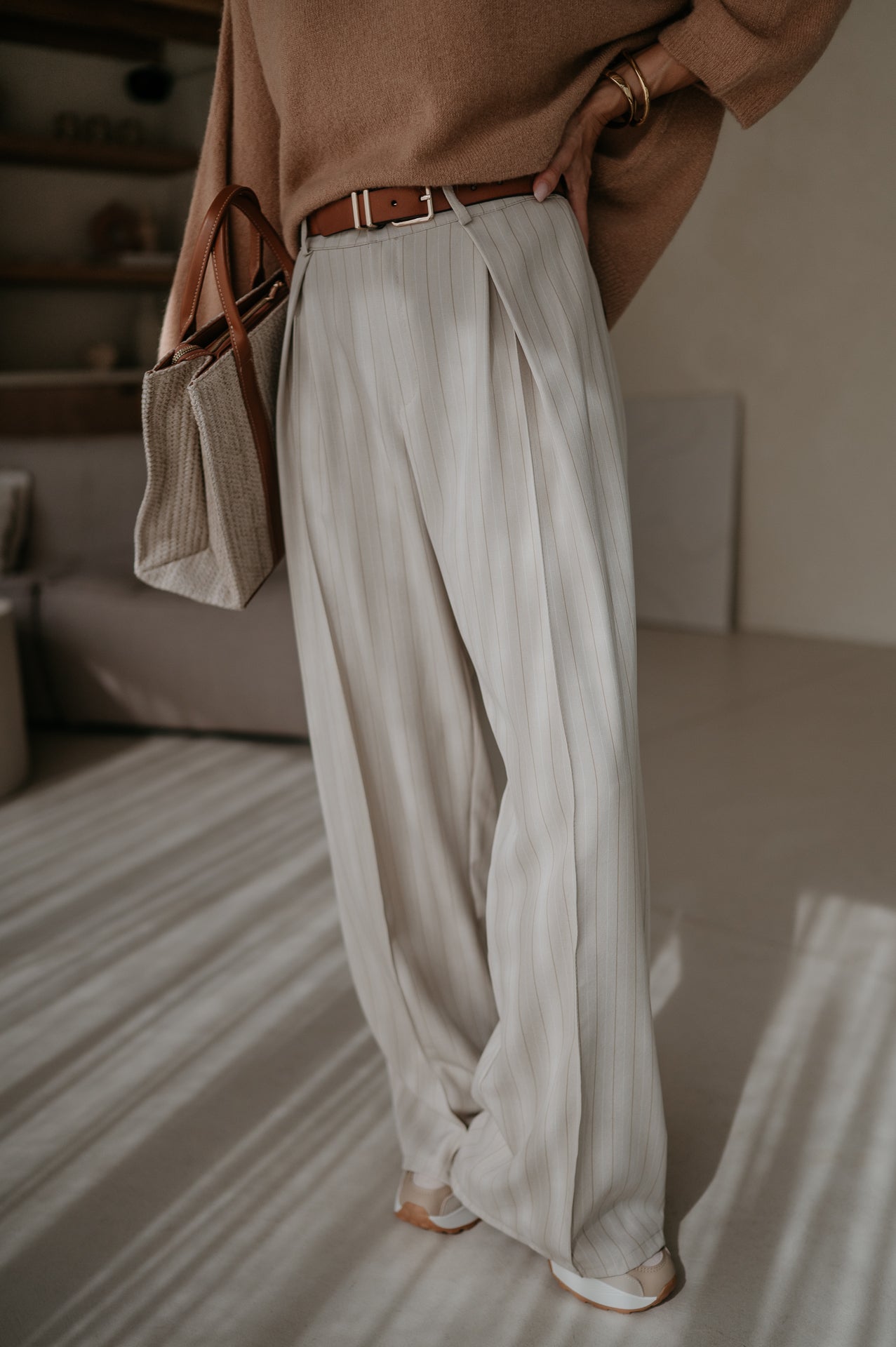 Mostri trousers I Striped Beige