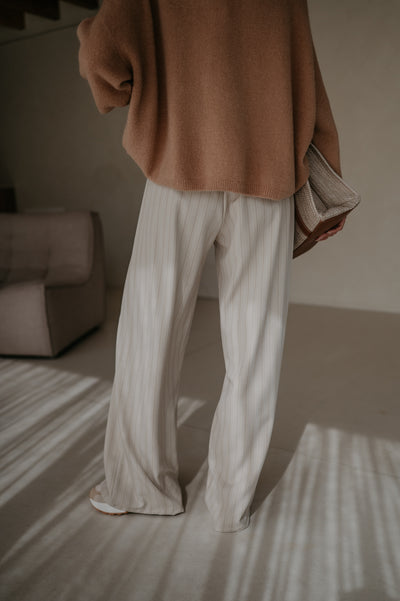 Mostri trousers I Striped Beige