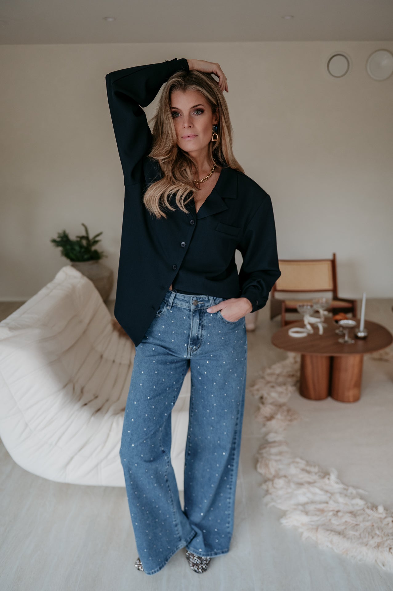 Crevine blouse I Navy Blue