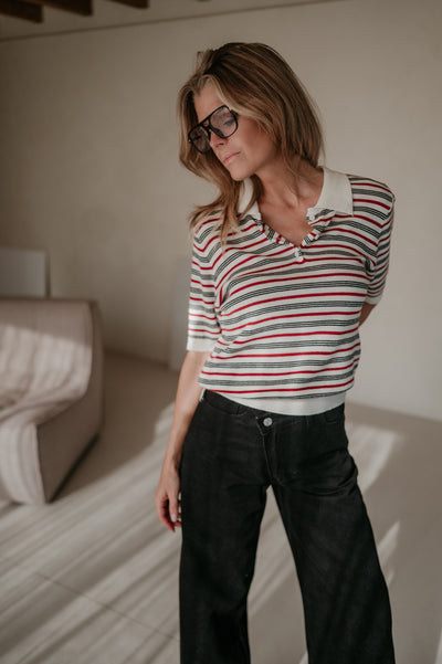 Ramarro top I Striped Red