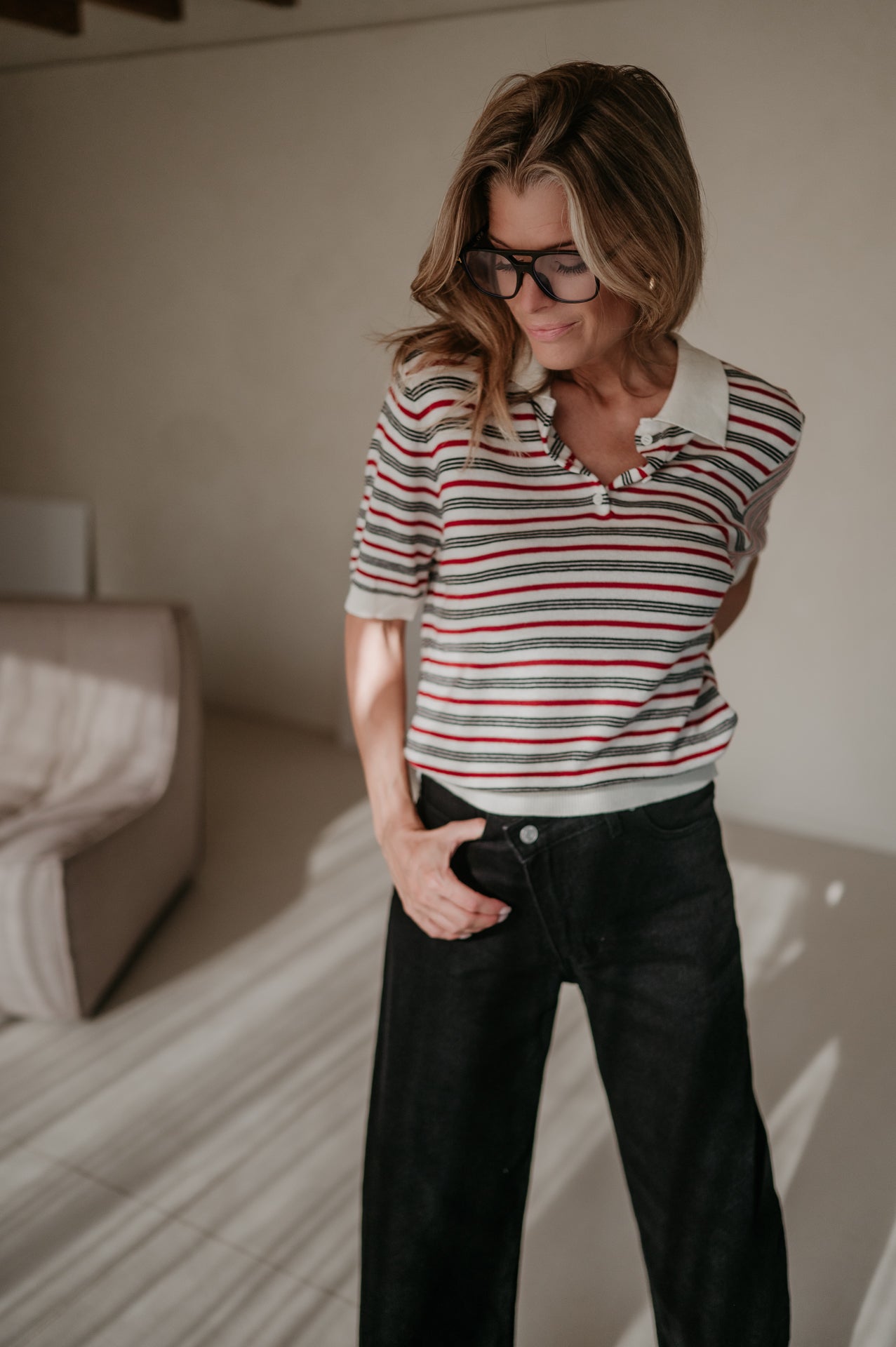 Ramarro top I Striped Red