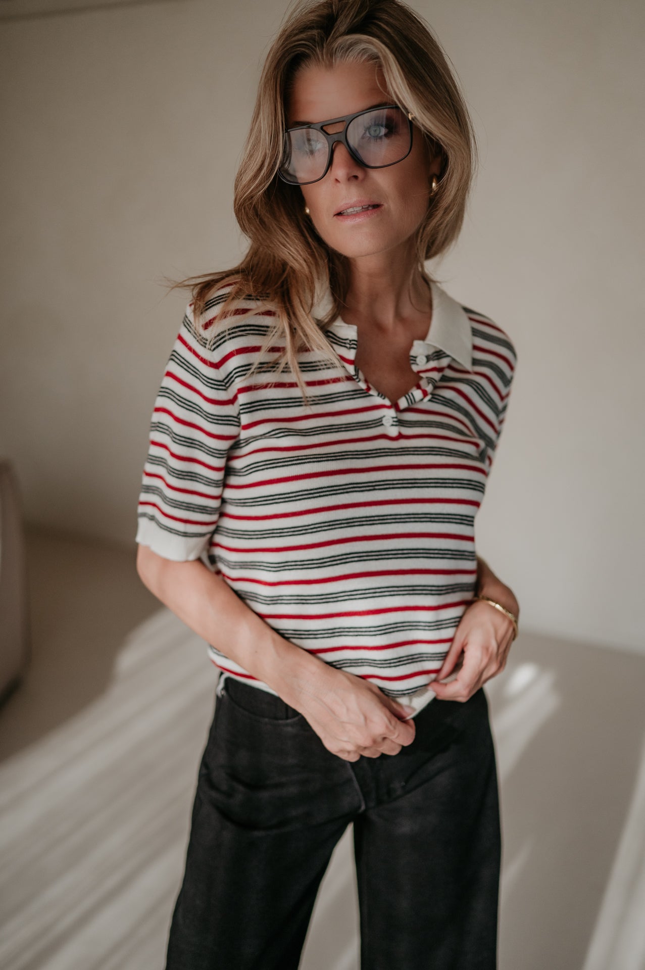 Ramarro top I Striped Red