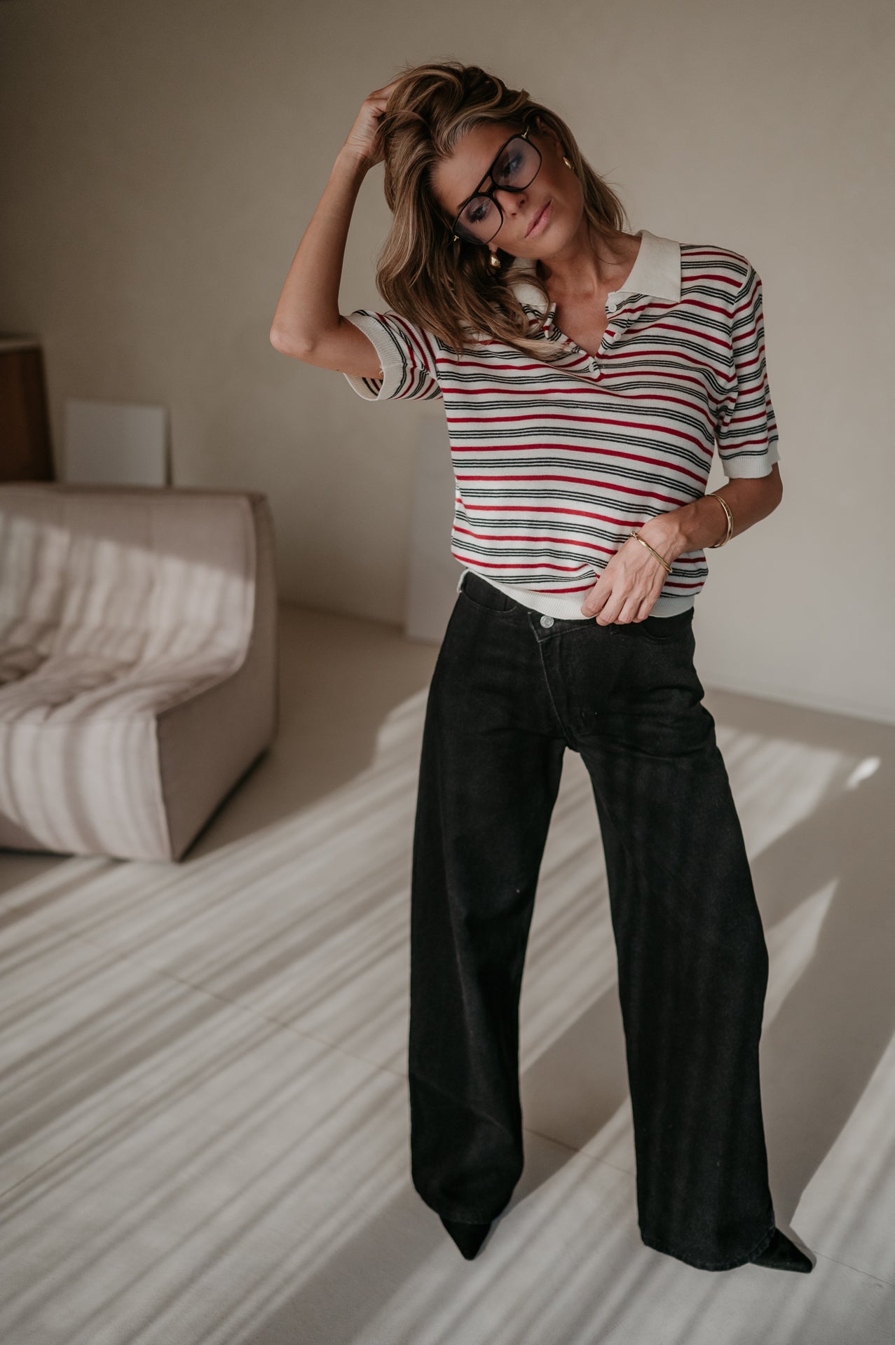 Ramarro top I Striped Red