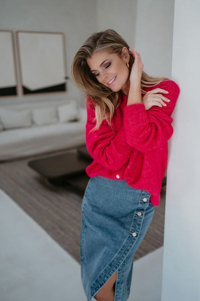 Cresco cardigan I Fuchsia