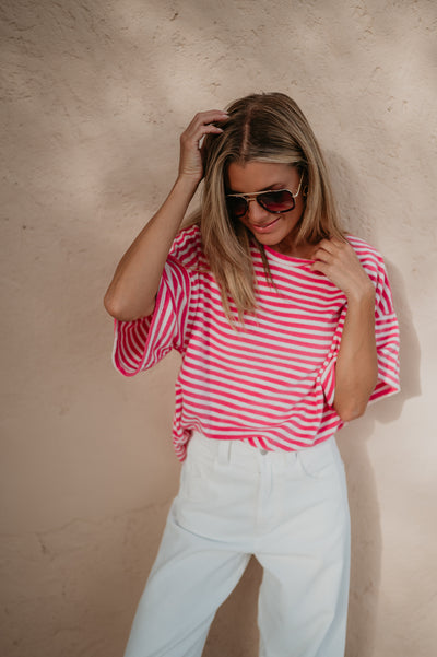 Scalino t-shirt I Striped Pink