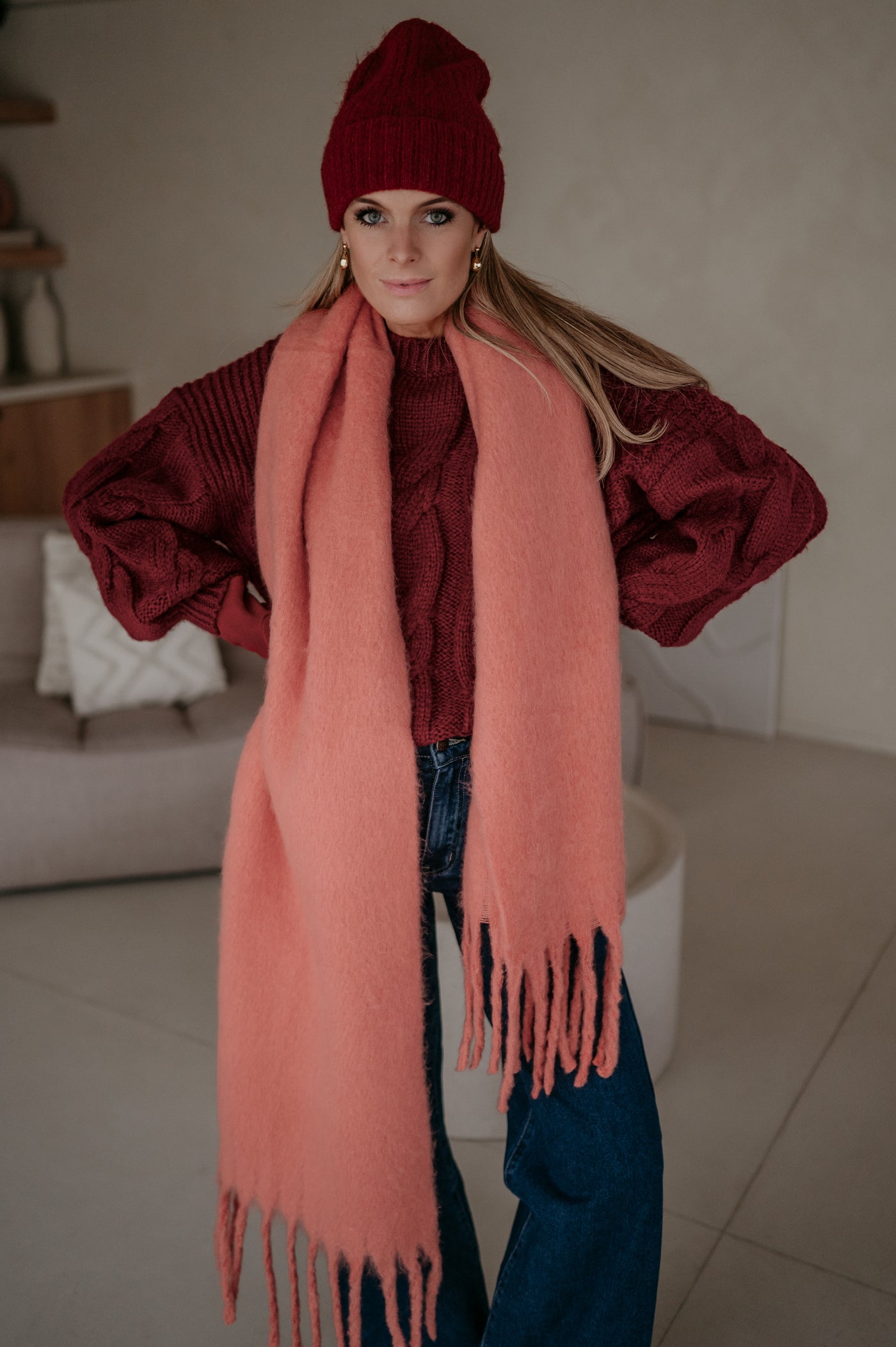 Telda scarf I Salmon Rose