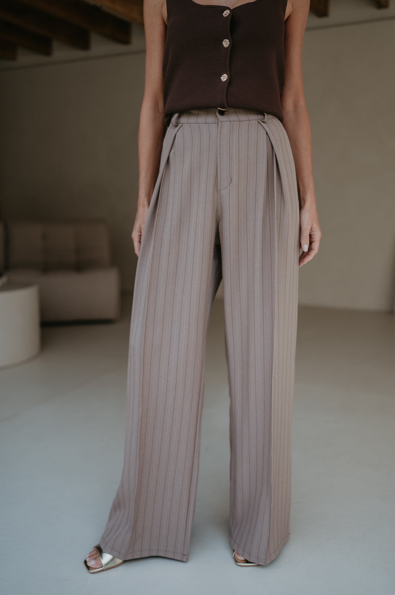 Mostri trousers I Striped Taupe