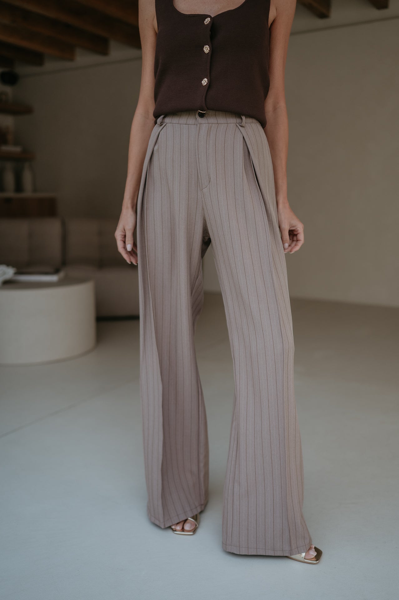 Mostri trousers I Striped Taupe