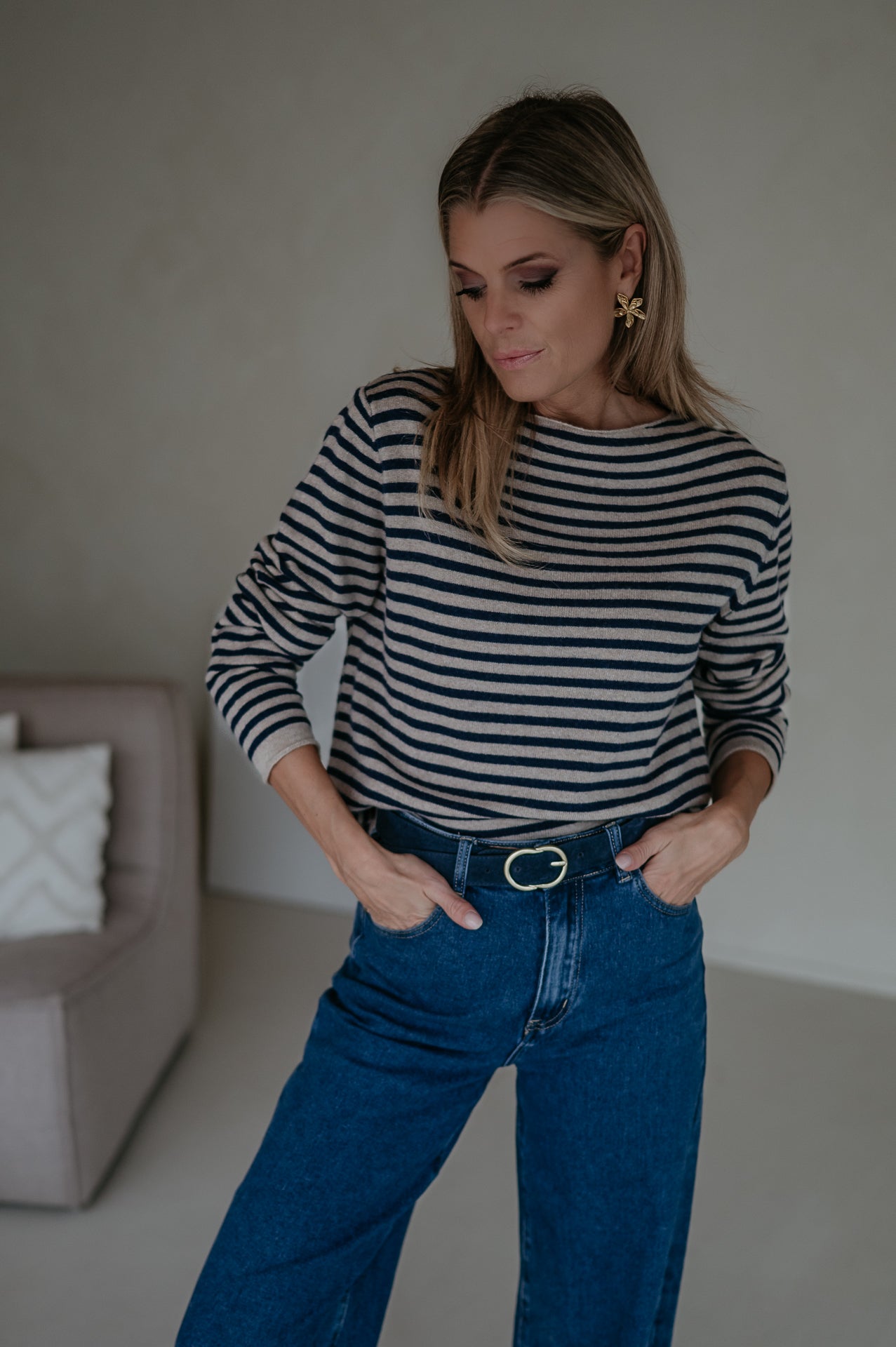 Tigre top I Taupe & Blue