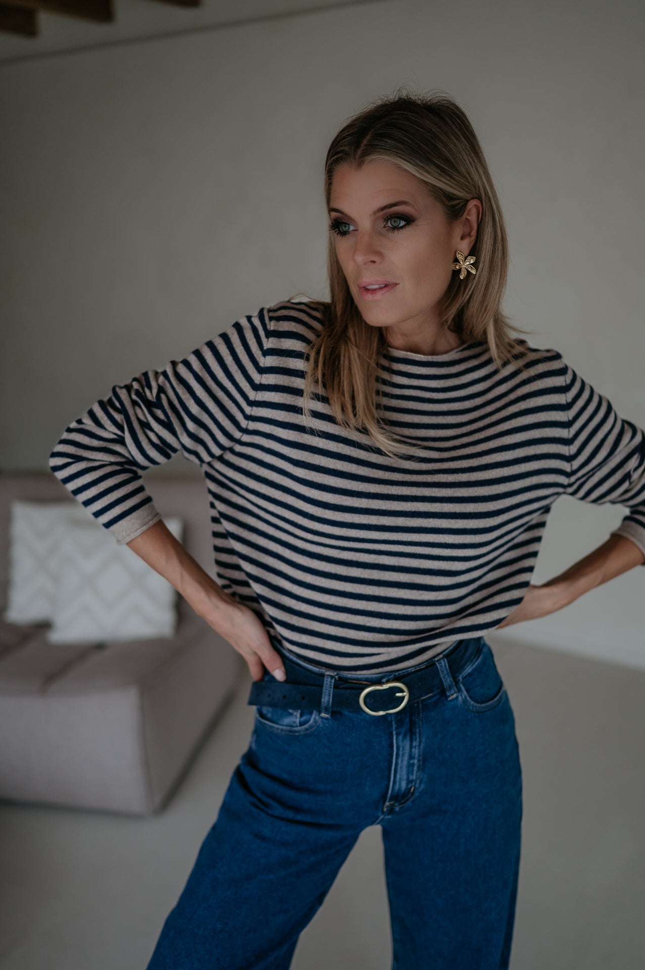 Tigre top I Taupe & Blue