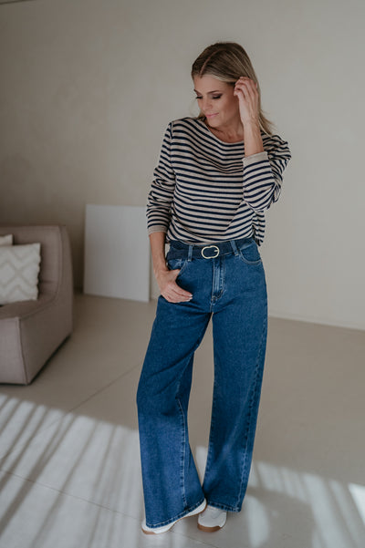 Tigre top I Taupe & Blue