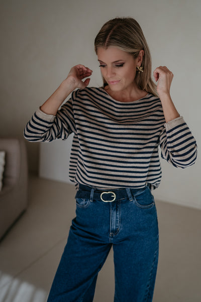 Tigre top I Taupe & Blue