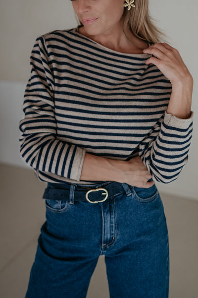 Tigre top I Taupe & Blue