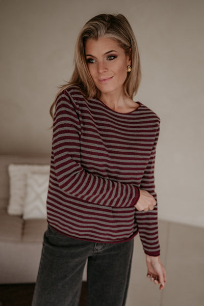 Tigre top I Grey & Burgundy