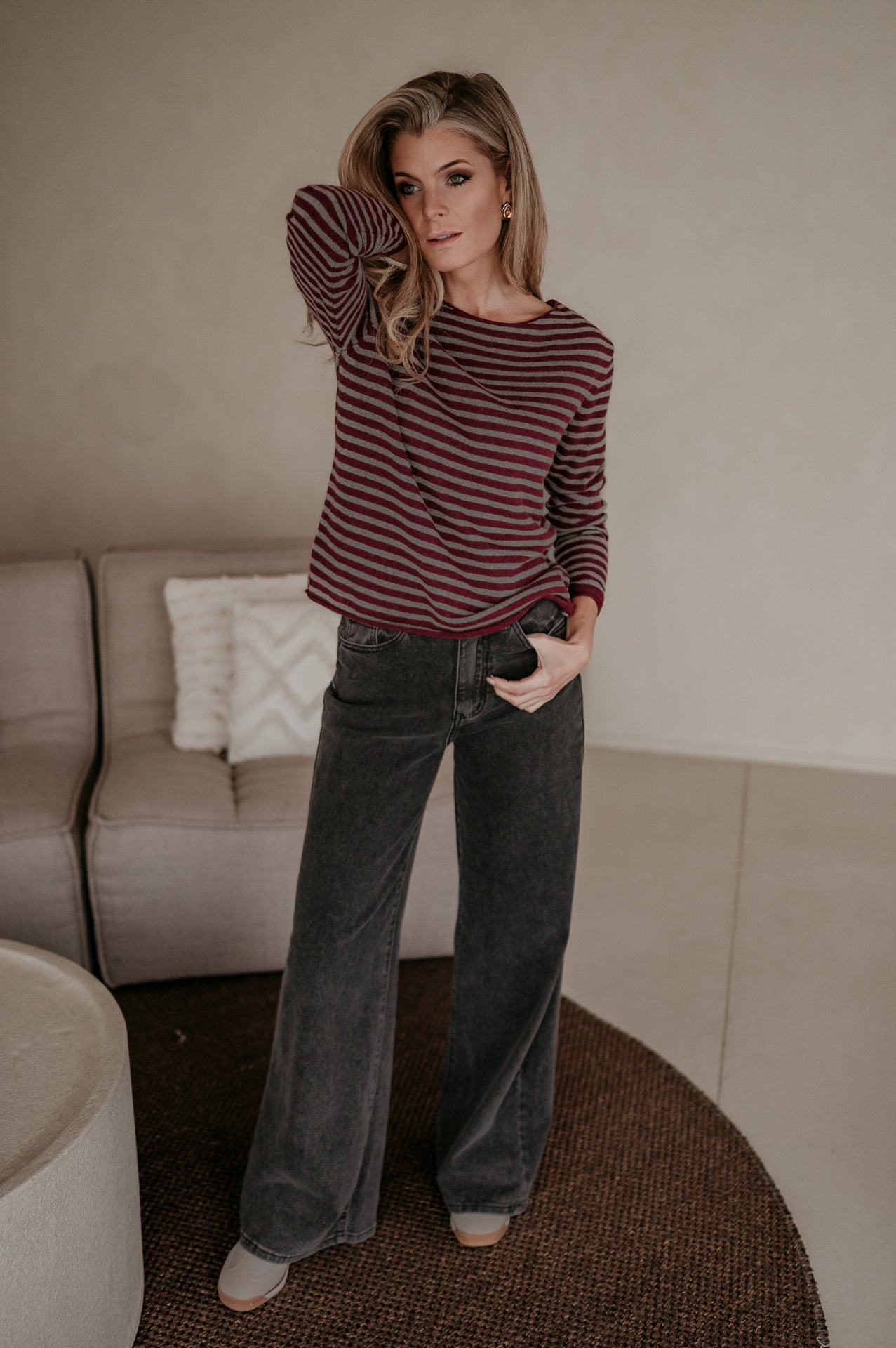 Tigre top I Grey & Burgundy