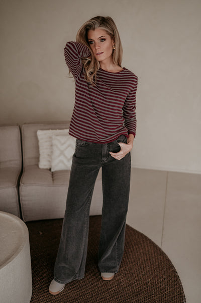 Tigre top I Grey & Burgundy