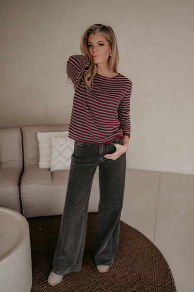 Tigre top I Grey & Burgundy