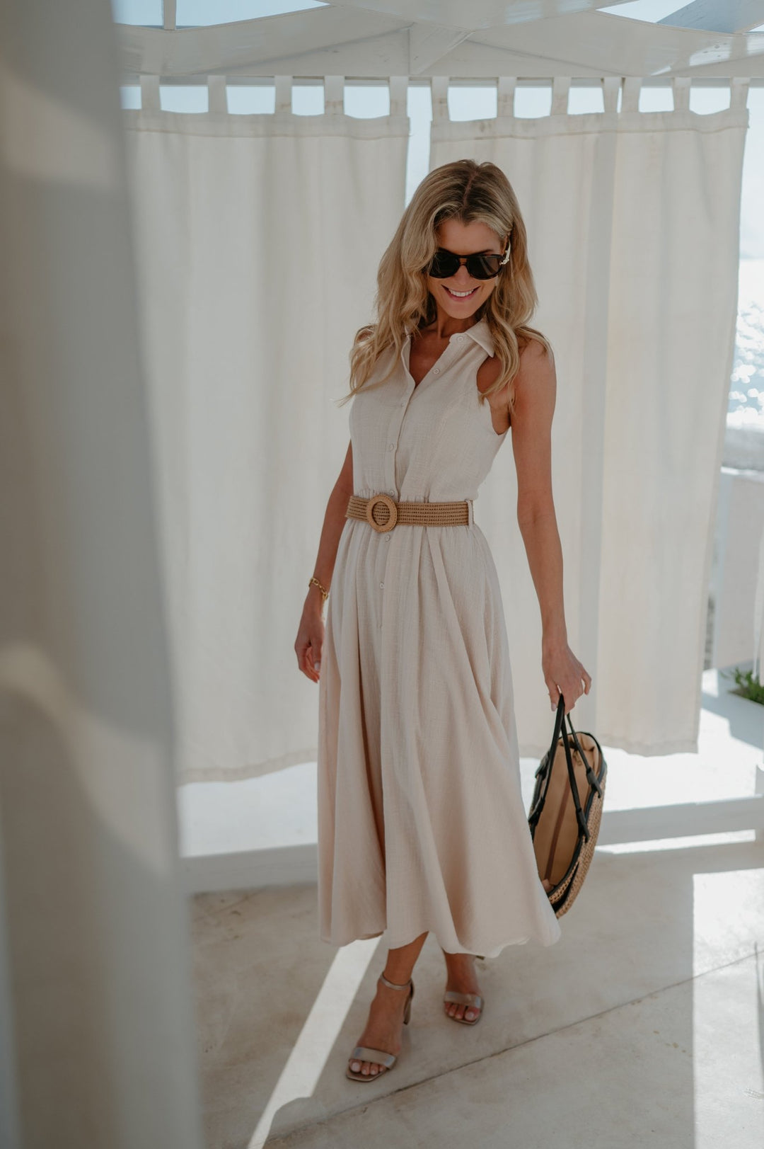leather beige dress Beige leather dress with metal detailing on bust main image 0