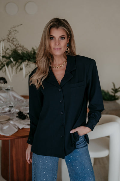 Crevine blouse I Navy Blue - Wild Souls by JV® - Blouses