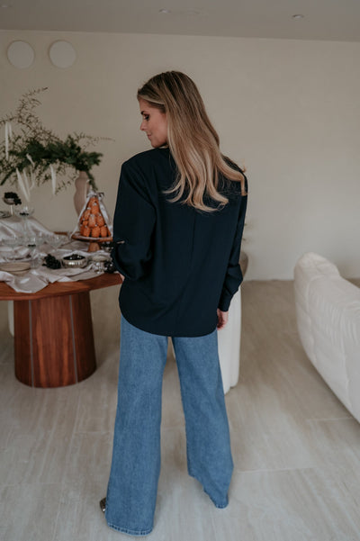 Crevine blouse I Navy Blue - Wild Souls by JV® - Blouses