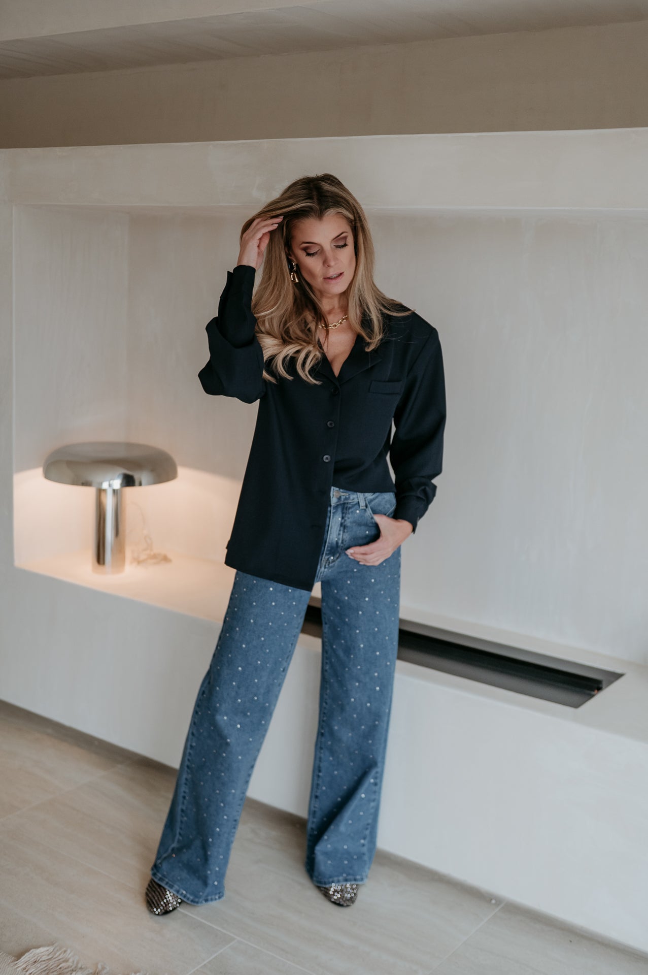 Crevine blouse I Navy Blue - Wild Souls by JV® - Blouses