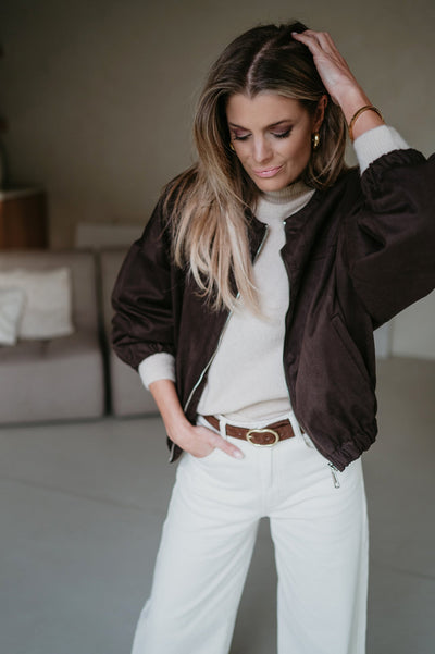 Fiorisce bomber jacket I Chocolate Brown - Wild Souls by JV® - Bomber Jackets