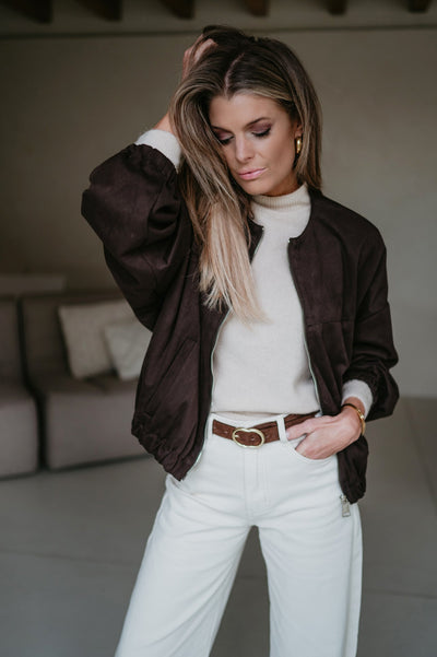 Fiorisce bomber jacket I Chocolate Brown - Wild Souls by JV® - Bomber Jackets