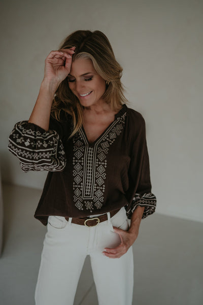 Mentire blouse I Chocolate Brown - Wild Souls by JV® - Blouses