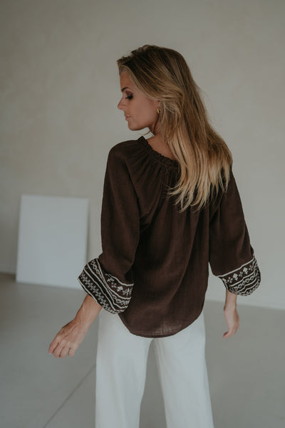 Mentire blouse I Chocolate Brown - Wild Souls by JV® - Blouses