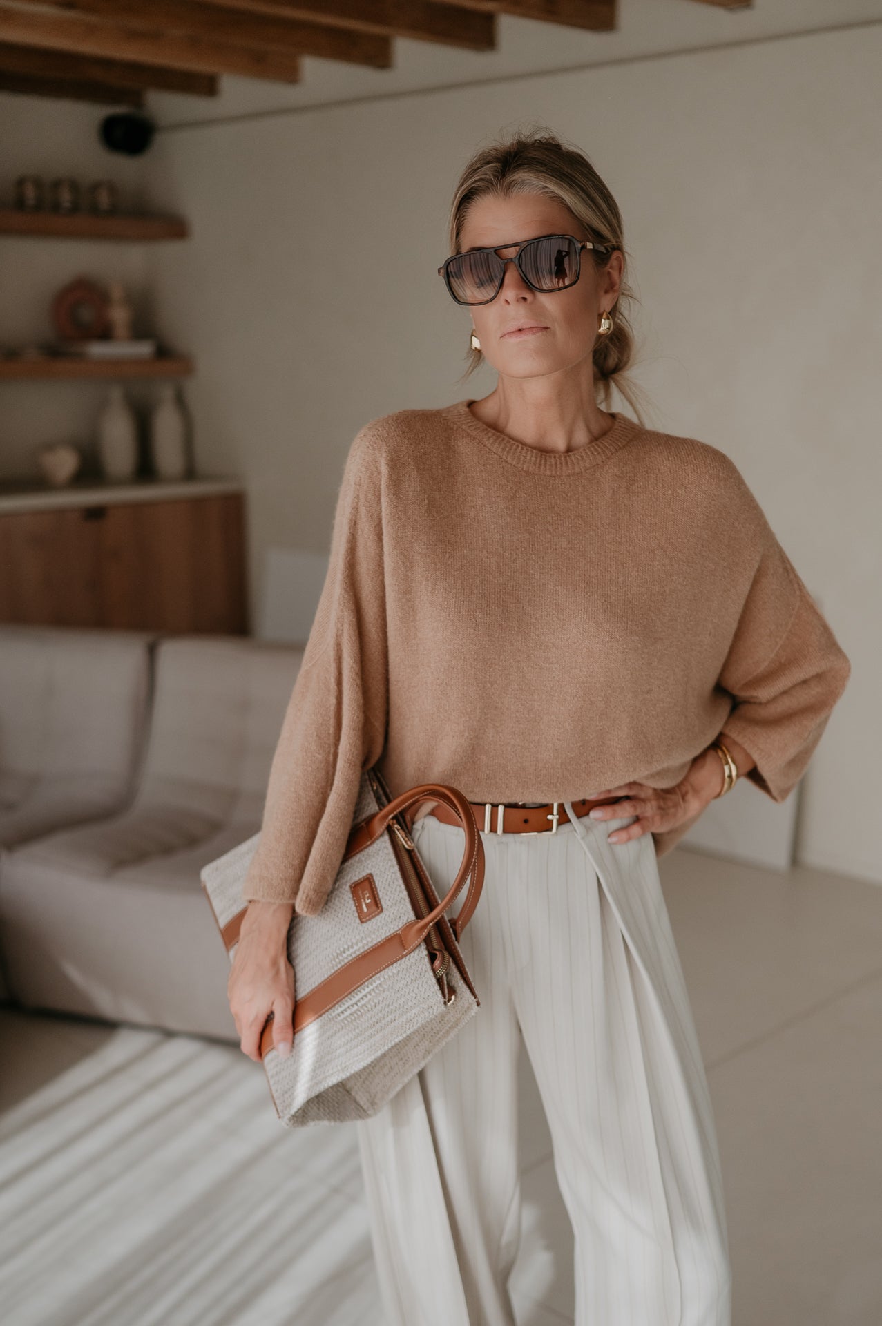 Mostri trousers I Striped Beige - Wild Souls by JV® - Trousers