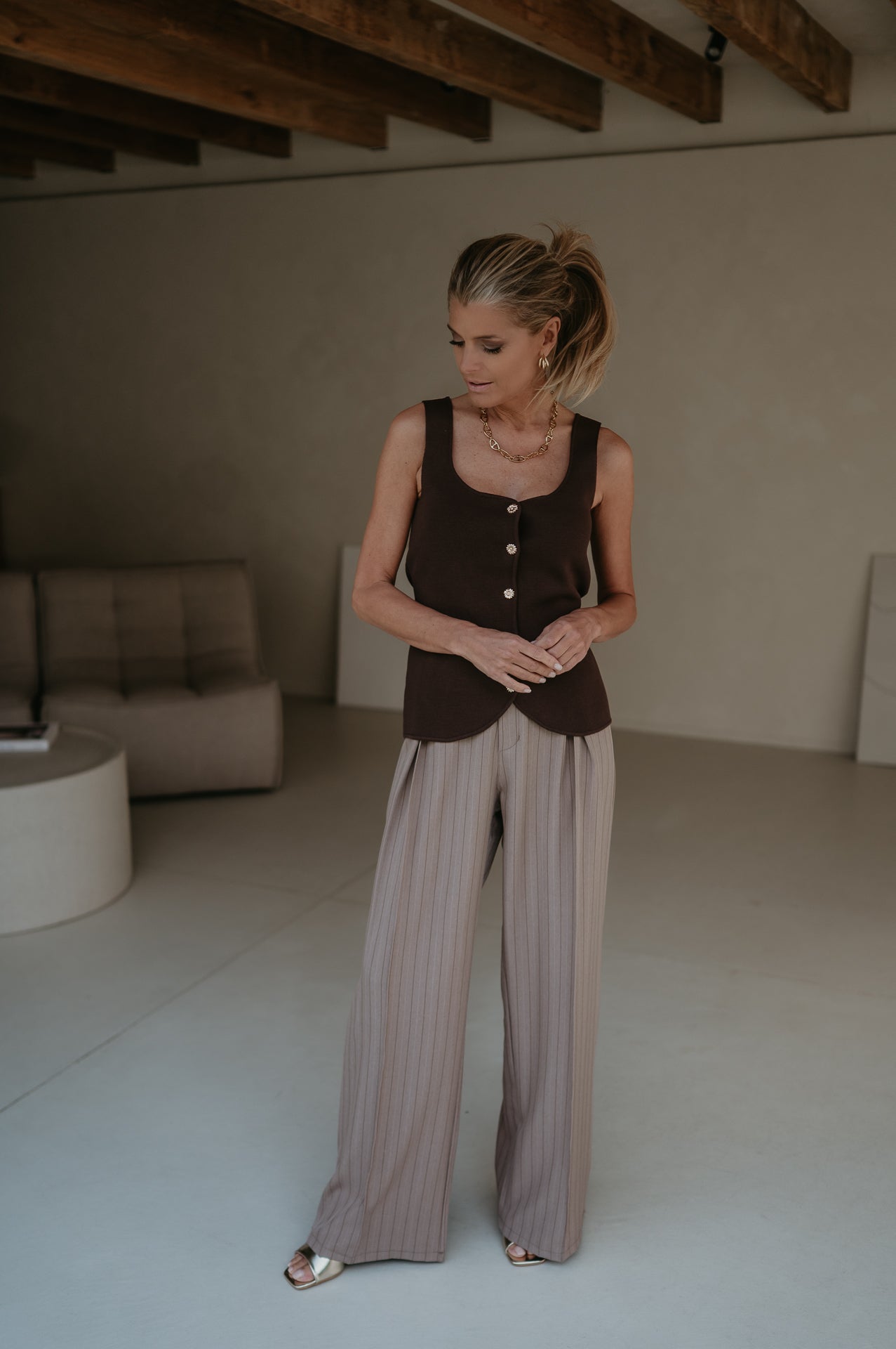 Mostri trousers I Striped Taupe - Wild Souls by JV® - Trousers