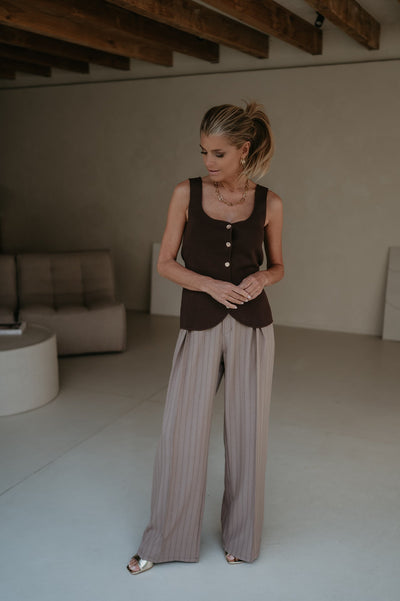 Mostri trousers I Striped Taupe - Wild Souls by JV® - Trousers