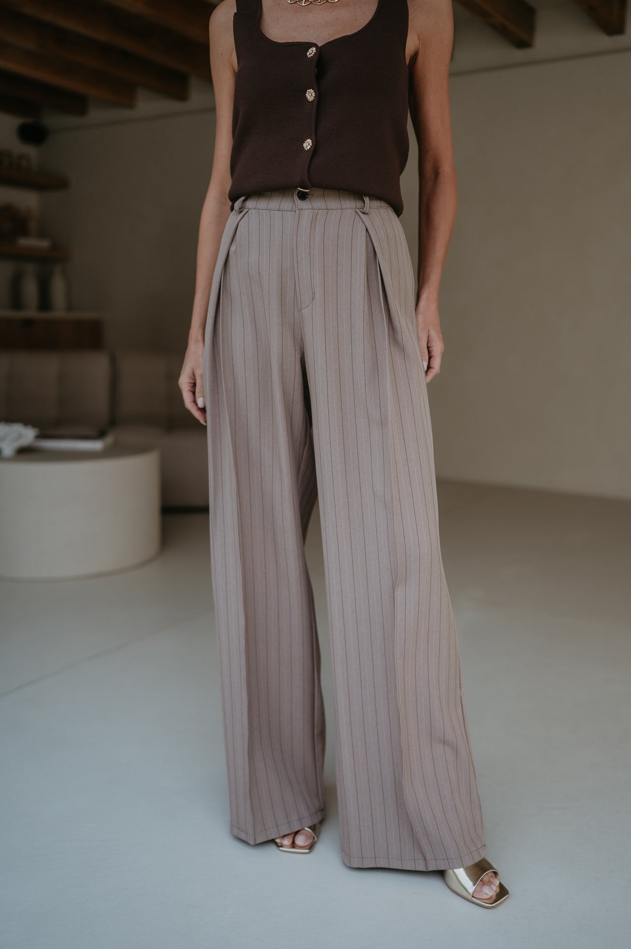 Mostri trousers I Striped Taupe - Wild Souls by JV® - Trousers