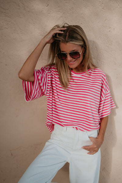Scalino t-shirt I Striped Pink - Wild Souls by JV® - T-shirts