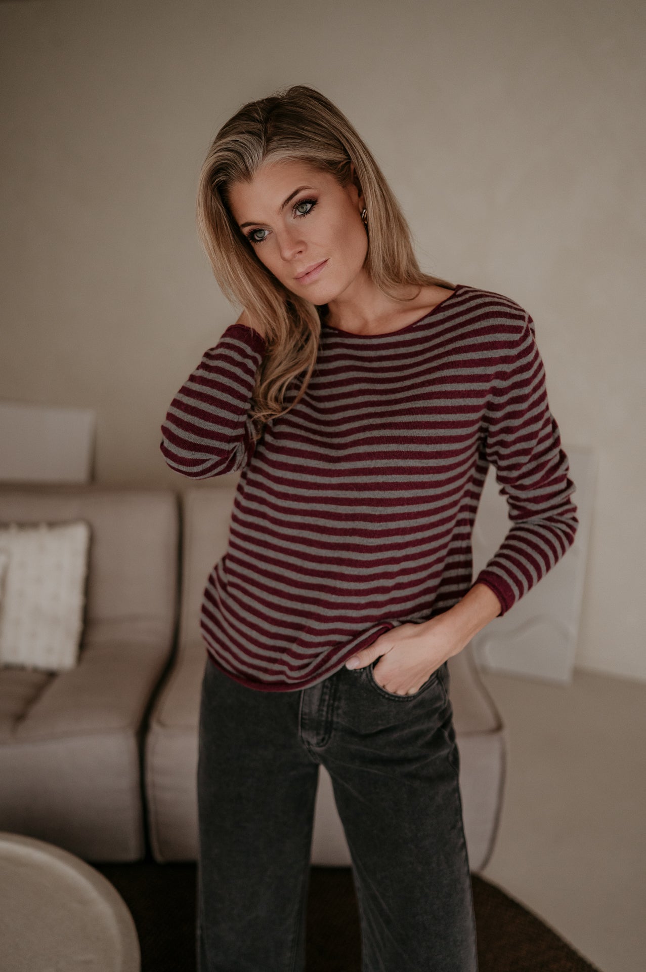 Tigre top I Grey & Burgundy - Wild Souls by JV® - Knits