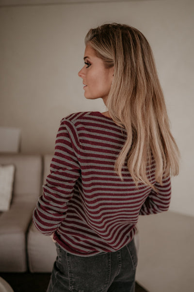 Tigre top I Grey & Burgundy - Wild Souls by JV® - Knits