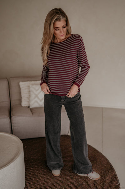Tigre top I Grey & Burgundy - Wild Souls by JV® - Knits