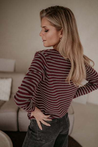 Tigre top I Grey & Burgundy - Wild Souls by JV® - Knits