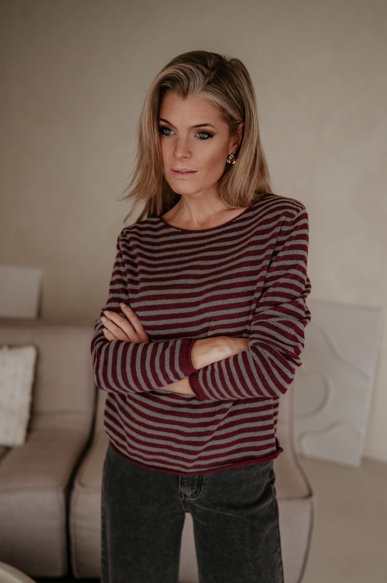 Tigre top I Grey & Burgundy - Wild Souls by JV® - Knits