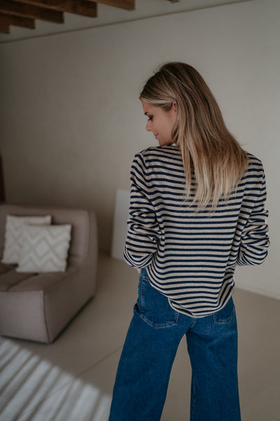 Tigre top I Taupe & Blue - Wild Souls by JV® - Knits